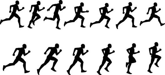 Silhouette Runners: Sequence of Motion, Exercise, and Sport

