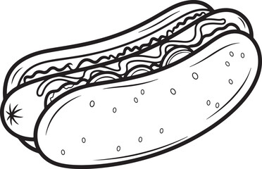 Hot Dog Outline Toppings Classic Fast Food