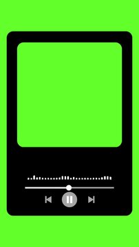 Stylish and modern music player interface design with neon green background, animated sound effects and a play button in the middle of the screen with a simple and attractive design perfect