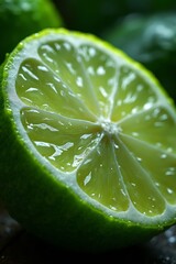 Freshly cut lime showcasing vibrant texture and juicy interior