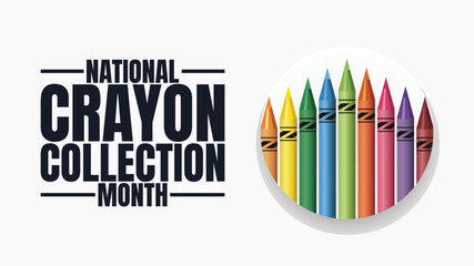National Crayon Collection Month Designs Colorful Art and School Supply Graphics