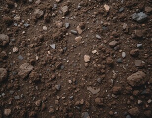 Uneven Loamy Soil with Metallic Bronze Tint and Organic Specks in Textured Landscape