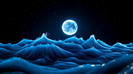 A breathtaking moonlit landscape with towering mountains silhouetted against a starry night sky creating a serene and atmospheric scene