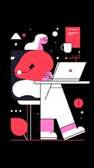 Woman working on a laptop at a desk.