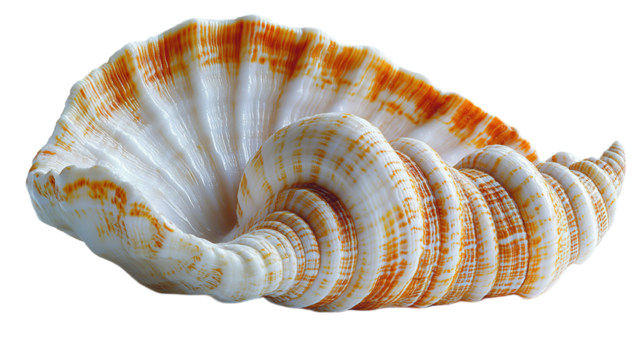 Ornate seashell, detailed spiral and layered structure