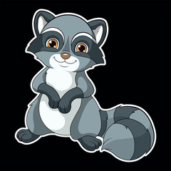 vector illustration about cartoon with the name raccoon ready to print for stickers