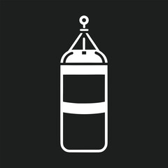 Minimalist black and white punching bag icon for fitness and boxing