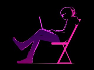 Person seated using a laptop.