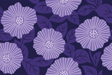 Abstract floral seamless pattern, suitable for fashion design, decoration, fabric, wallpaper and printing on purple-gray background