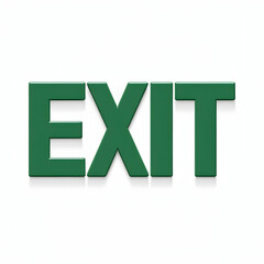 high-resolution vector illustration of a minimalist “EXIT” signboard, features a bold white “EXIT” word in uppercase, set in a clean sans-serif font, centered  in a solid green rectangular background.