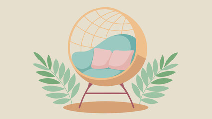 Relaxing in Style Cozy Wicker Egg Chair Design Illustration