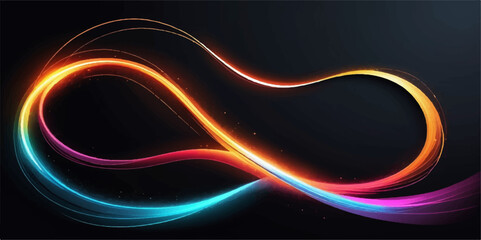 Abstract glowing background with dynamic light lines, a futuristic wave design illustrating energetic motion and colourful fractal patterns