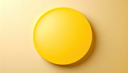 Simple Yellow Circle On Soft Beige Background With Gradient Shadow and Minimal Geometric Design