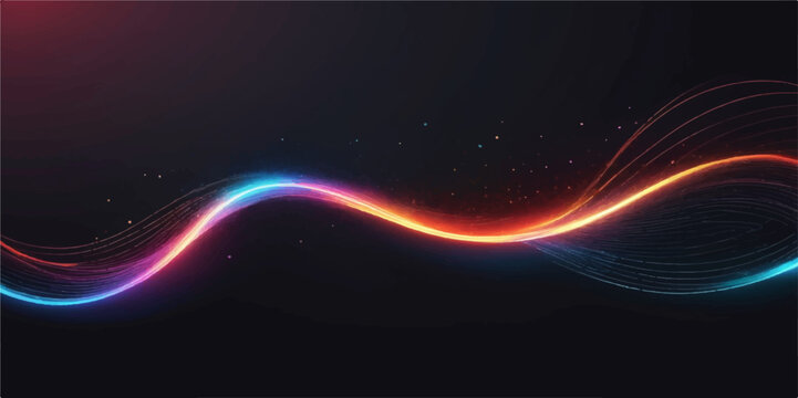 Abstract light waves illuminate a dark space, creating a glowing, colourful energy pattern with dynamic lines and curves