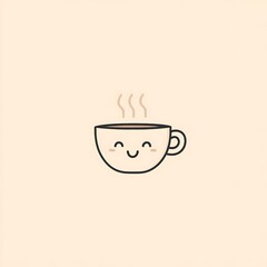 Cute cartoon coffee cup with steam.