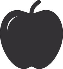Black apple fruit silhouette icon vector illustration on white background