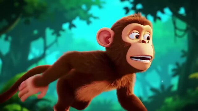 Surprised Monkey Jungle Cartoon.