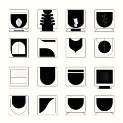 Abstract shapes in a grid pattern.