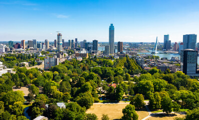 Fototapeta premium Rotterdam, Netherlands. City skyline on a beautiful sunny day