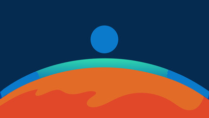 Blue earth globe with moon and sun in the night sky