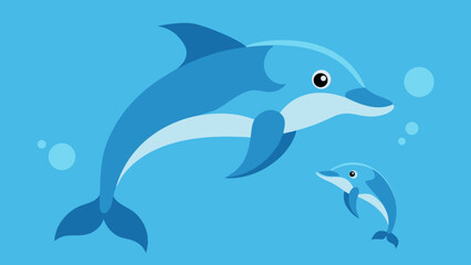 Fototapeta premium Adorable Dolphin Duo Ocean Life Illustration