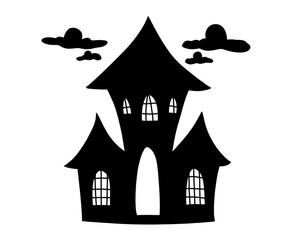 Halloween icons, haunted house icons, silhouette style isolated on white background

