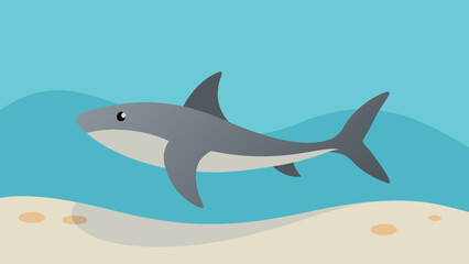 Obraz premium Adorable Cartoon Shark Underwater Ocean Life Illustration