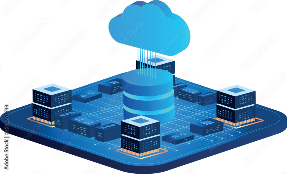 Aufkleber modern cloud computing concept featuring digital icons and interconnected nodes for secure data mana