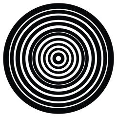 Abstract black concentric circle spiral design on white background
