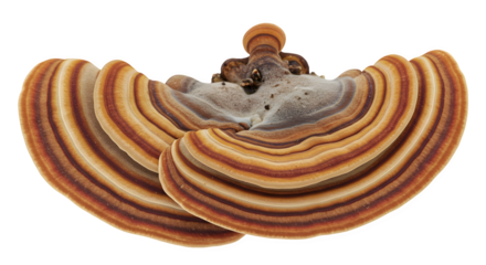 many-colored polypore mushroom, Coriolus versicolor fungus isolated on white
