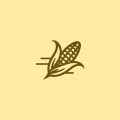 Creative corn logo in simple and modern line art design.