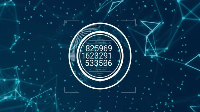 Circular grid appearing ring fading while rotating segments updating numbers showing network scan