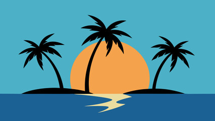 tropical island with palm trees