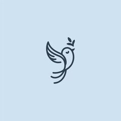 Creative bird logo in elegant and minimalist line art style.