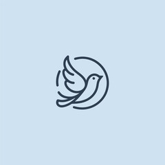 Creative bird logo in elegant and minimalist line art style.