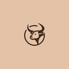 Creative bull logo in clean and minimalist line art style.