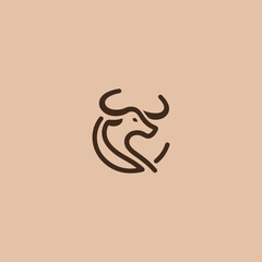 Creative bull logo in clean and minimalist line art style.
