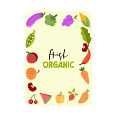 Healthy food vector illustration, Love Vegan illustration with vegetable icon