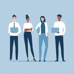 Four business professionals standing together.