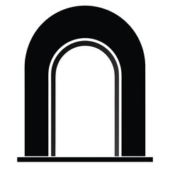 Symmetrical black mirrored arch shape on clean white background