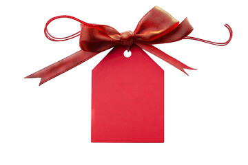 Red Gift Tag With A Red Bow On A Transparent Background