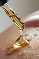 AI Generative. Skin Holding Dropper Dispensing Golden Liquid Serum or Oil. 6