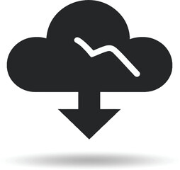 Obraz premium Depicting a cloud icon with a download arrow, suitable for web design, apps, and illustrating data transfers or backups.