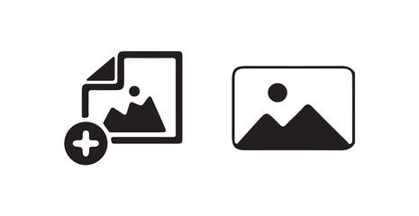 Add photo icon. Upload picture vector set. Import image isolated on white background, add photo gallery icon design, vector illustration eps 10.