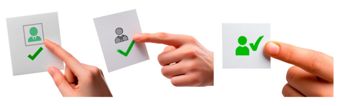 Decision making and approval process concept with hand gestures and checkmarks on transparent background, PNG - Powered by Adobe