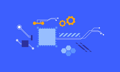 Abstract technological background with various technological elements. Structure pattern technology backdrop.Hi-tech digital technology and engineering theme