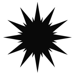 Obraz premium Sharp pointed black starburst graphic with a white background and vibrant color accents