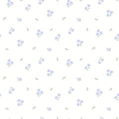 Flower pattern, ditsy floral seamless pattern. Small little flower on white  background. Repeat pattern. Ditsy print. Botanic surface design. Ditsy floral flower pattern for fashion, fabric, wrapping