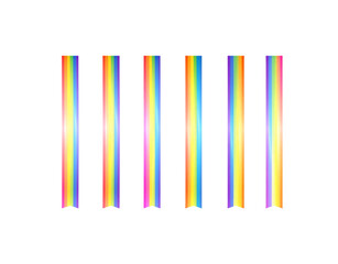 Obraz premium Six Rainbow Colored Vertical Ribbons with Arrowhead Bottoms.