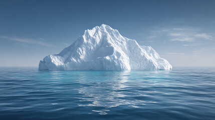 A stunning iceberg floats majestically in calm waters, showcasing the beauty of nature and the effects of climate change.